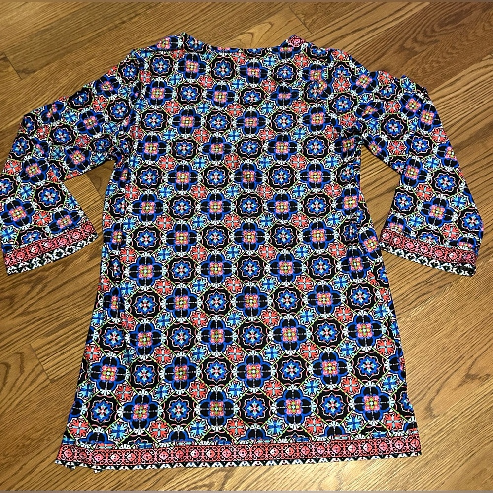La Blanca Swim Cover Up Tunic Dress V-Neck Beach Mosaic‎ Floral Womens Large - Picture 5 of 8